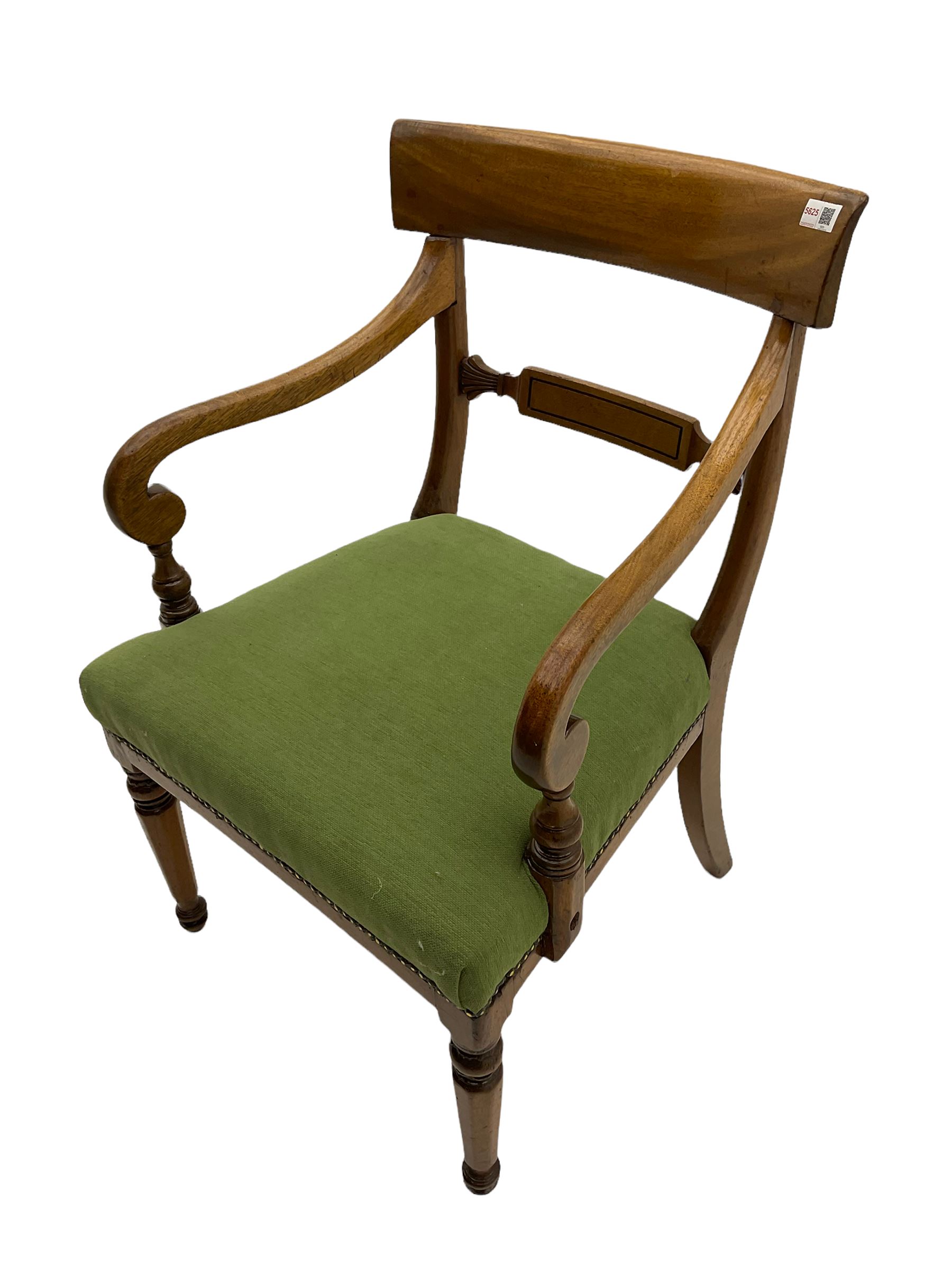19th century mahogany open elbow chair - Image 2 of 2