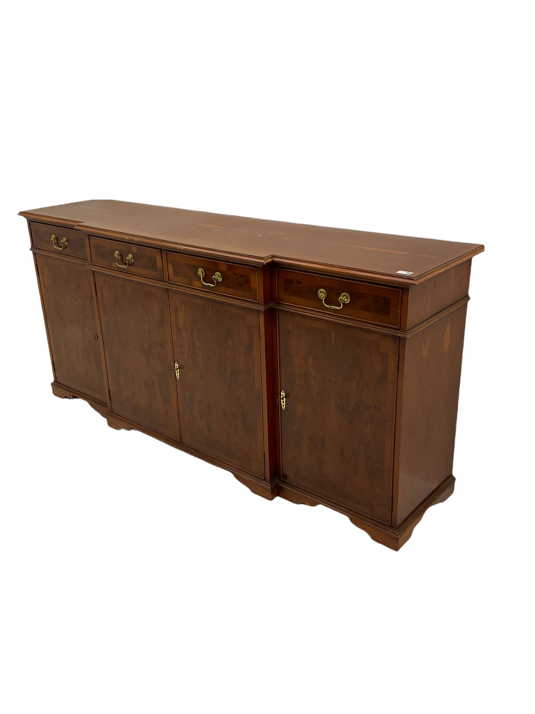 Reproduction yew wood breakfront side cabinet - Image 3 of 5