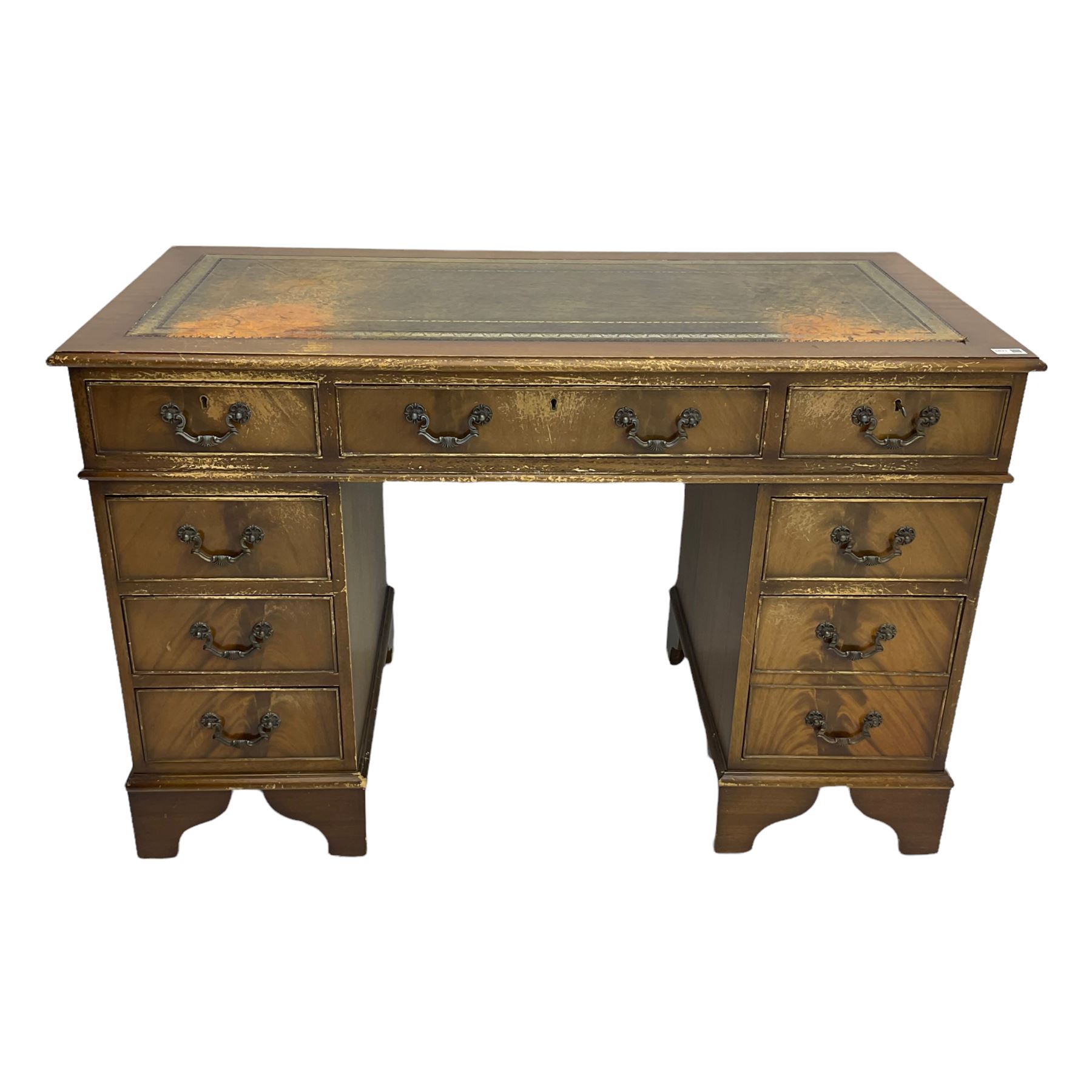 Reproduction mahogany twin pedestal desk - Image 3 of 3