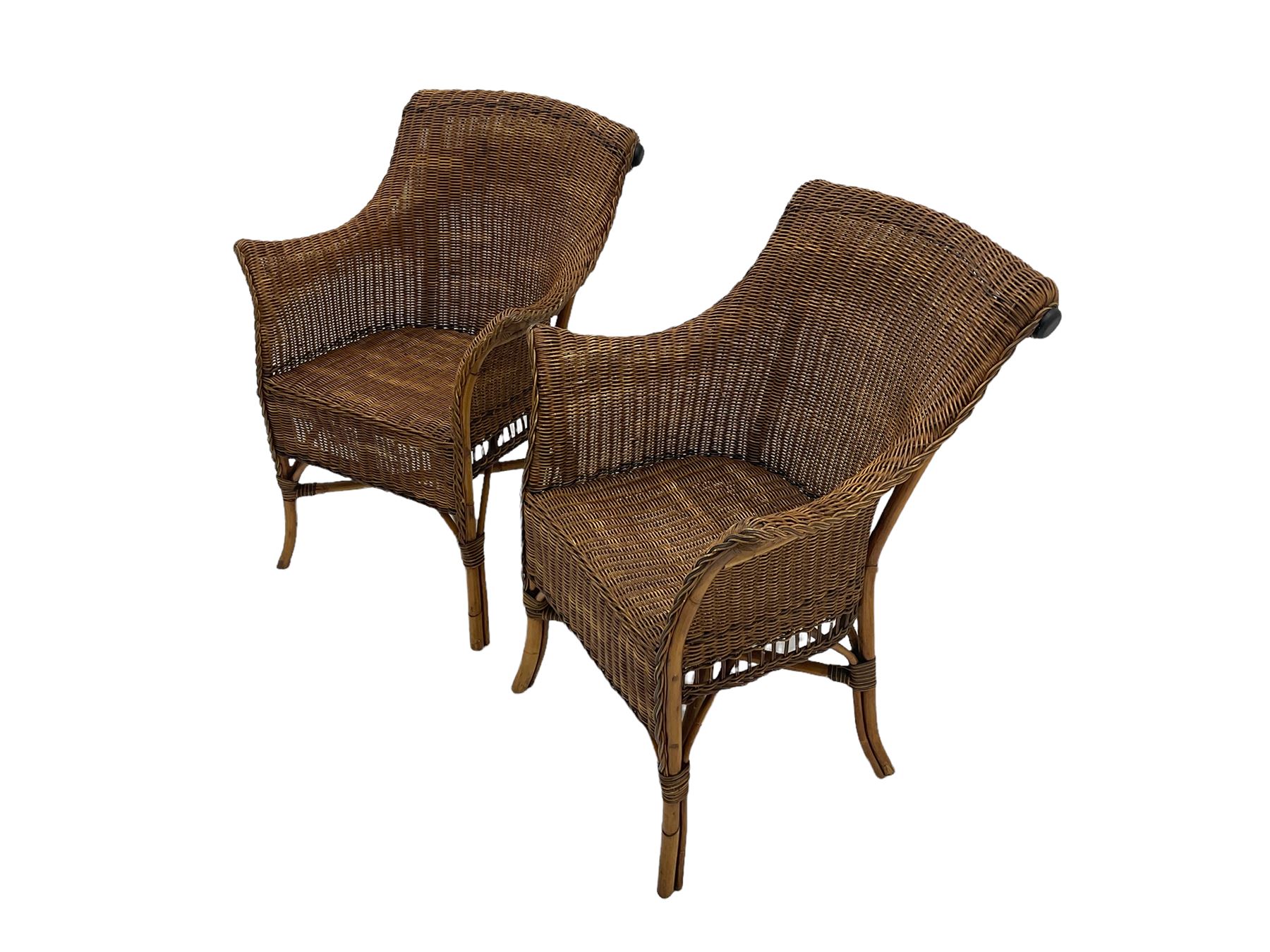 Pair contemporary cane work armchairs - Image 2 of 2