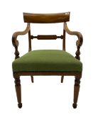 19th century mahogany open elbow chair