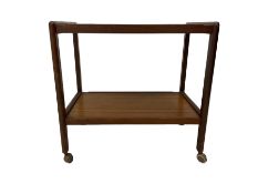 Teak two tier tea trolley