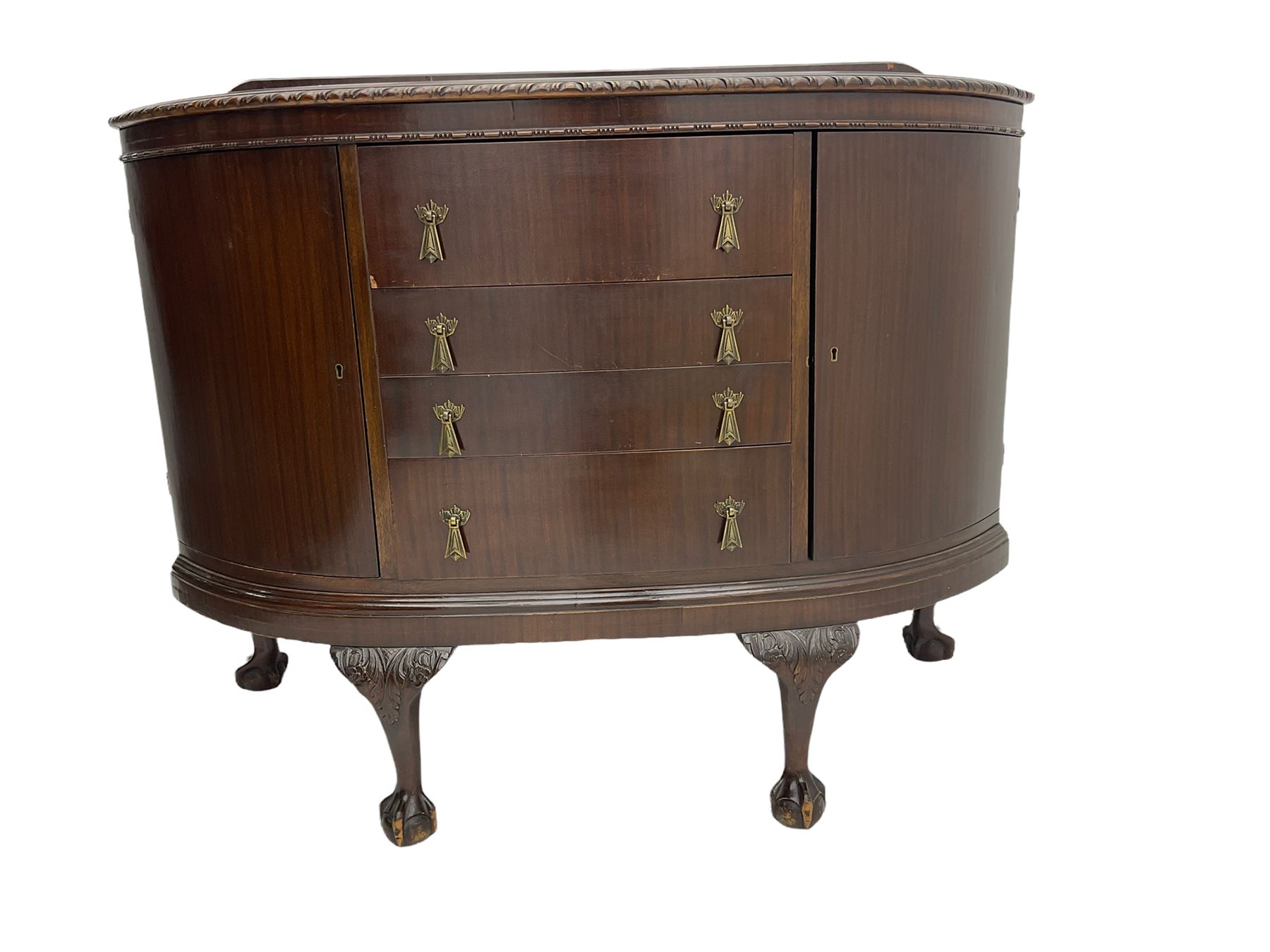 Mid 20th century mahogany bow front sideboard - Image 3 of 3