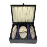 Broadway & Co hallmarked silver mounted brush set in fitted case