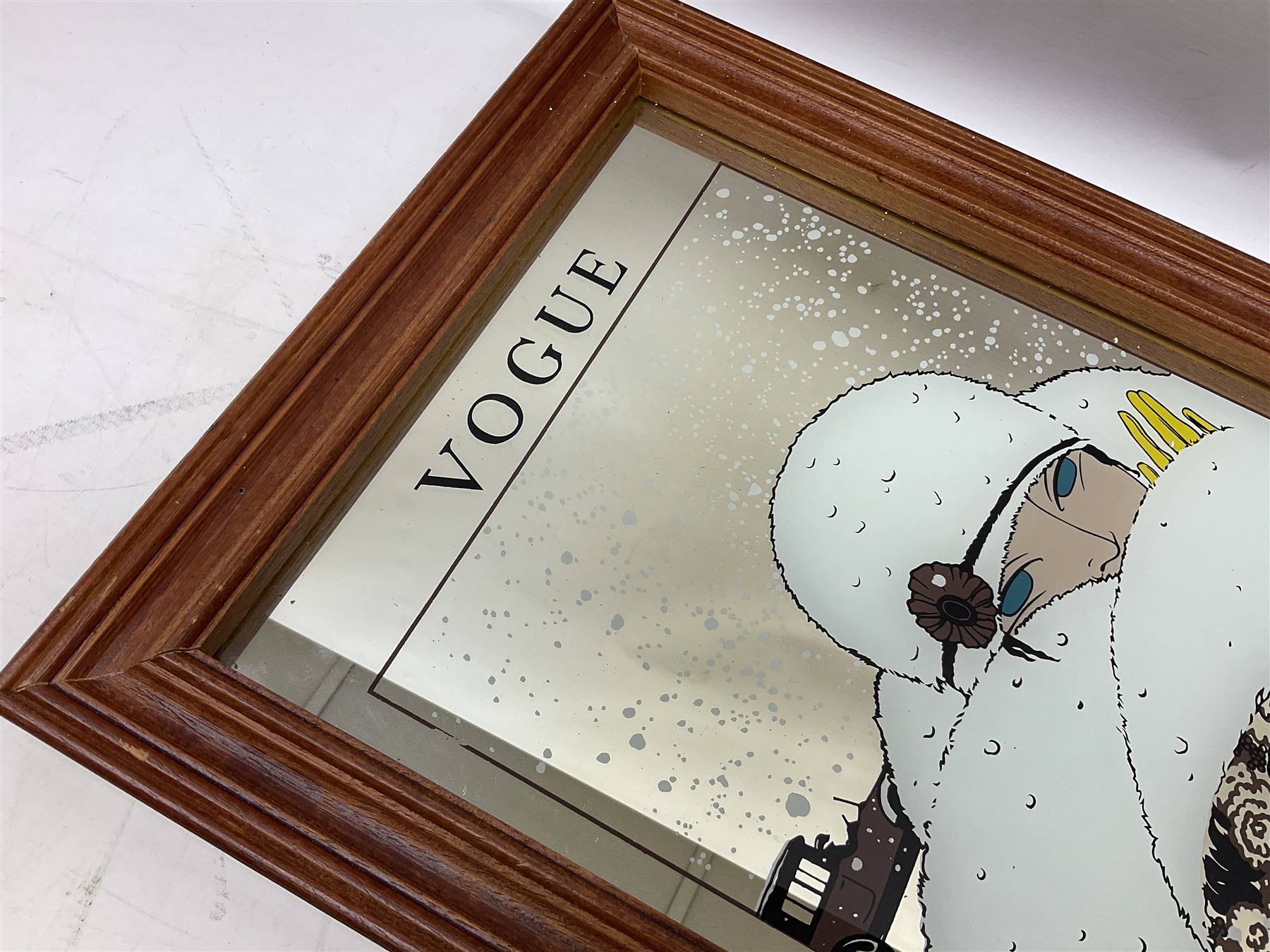 Wall mirror printed with a February 1919 Vogue cover of an Art Deco lady in winter - Image 2 of 6