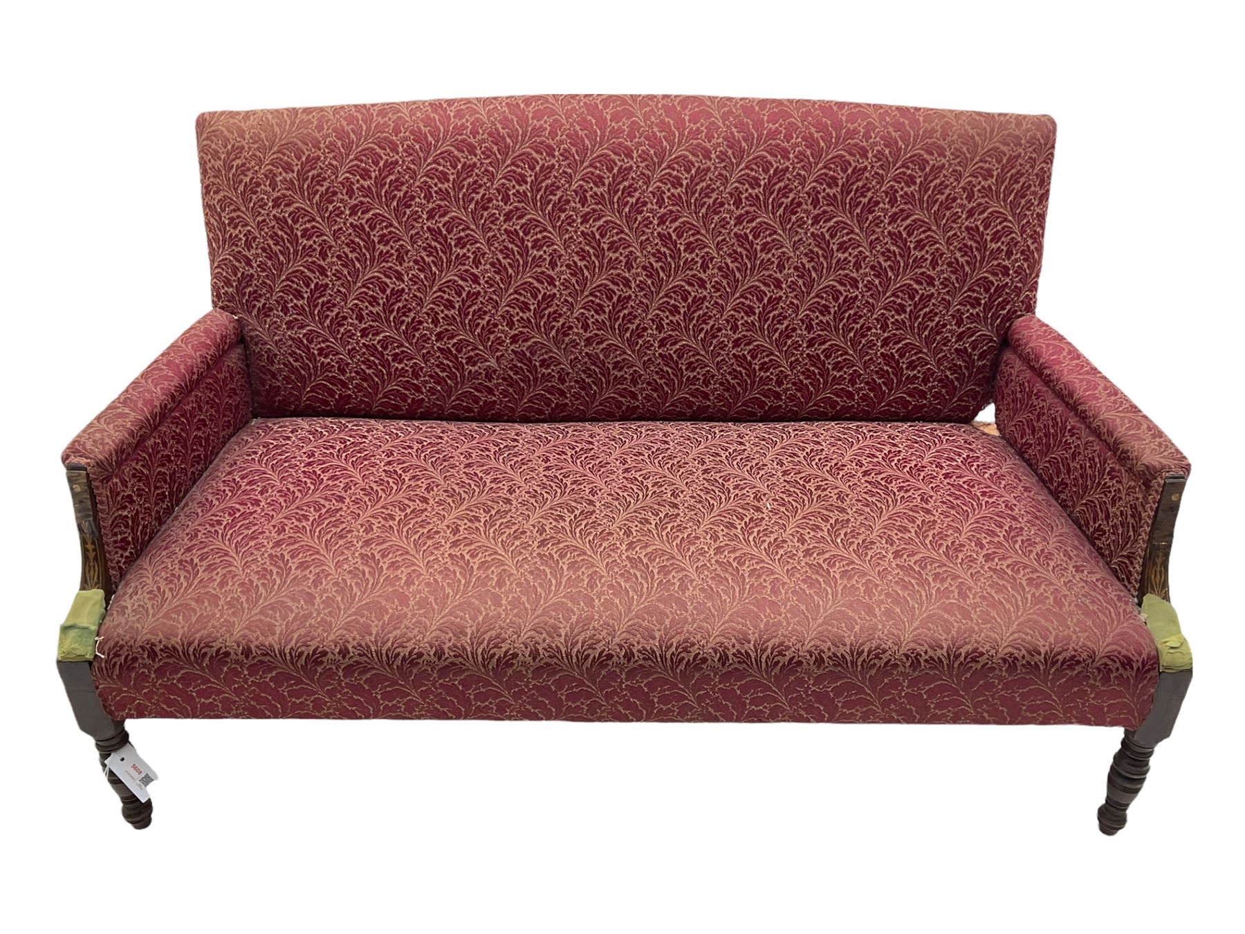 Edwardian mahogany framed upholstered sofa with Kilim loose cover - Image 3 of 5