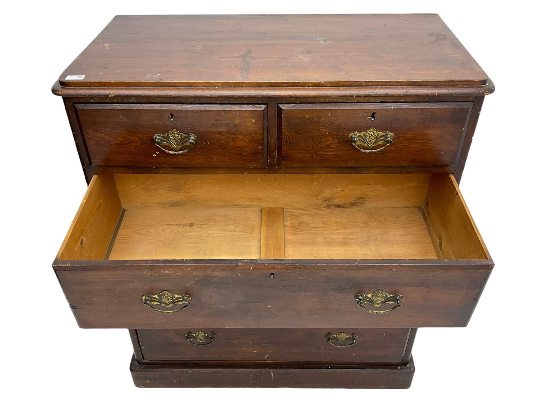 19th century stained pine chest - Image 4 of 5