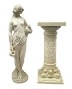 Classical style figure of a lady in robes holding jugs H70cm A/F