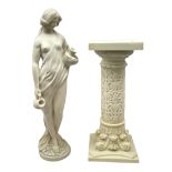 Classical style figure of a lady in robes holding jugs H70cm A/F