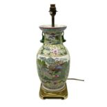 Oriental table lamp of baluster form decorated with river scene panels