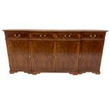 Reproduction yew wood breakfront side cabinet