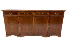 Reproduction yew wood breakfront side cabinet