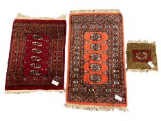 Two small Persian Bokhara rugs (largest - 106cm x 64cm)