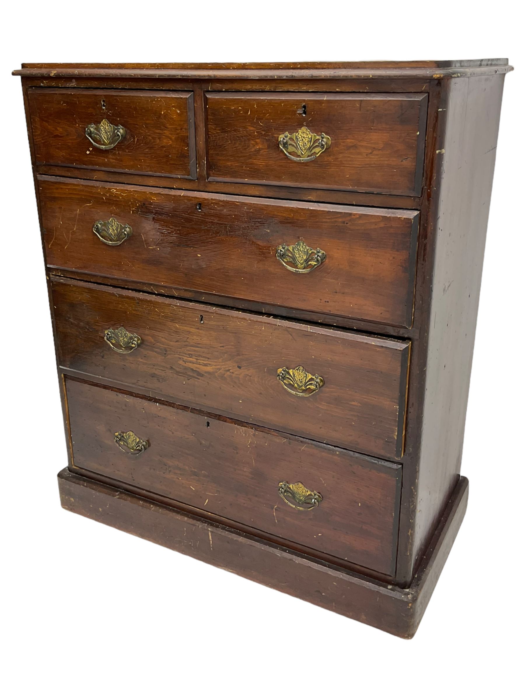 19th century stained pine chest - Image 2 of 5