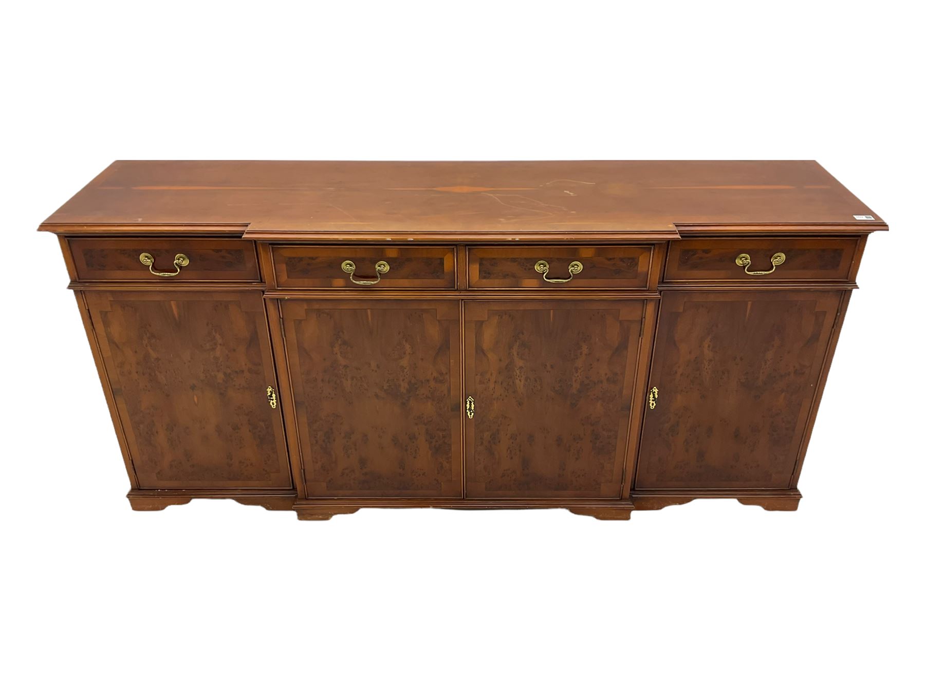 Reproduction yew wood breakfront side cabinet - Image 2 of 5