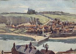 Ernest Denton (British 1891-1959): Whitby with view over Pier and Abbey