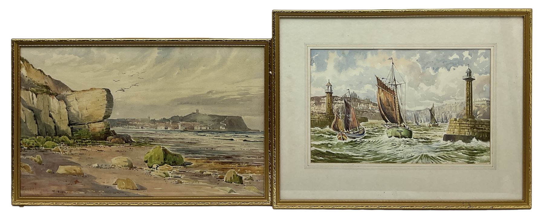 Edward H Simpson (British 1901-1989): Scarborough South Bay and Whitby Harbour - Image 4 of 4