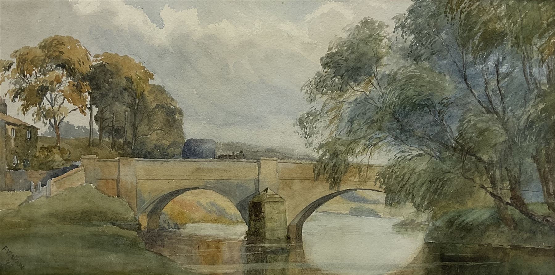 Frances Watson Sunderland (British 1866-1949): Bridge over the River Aire at Stockbridge