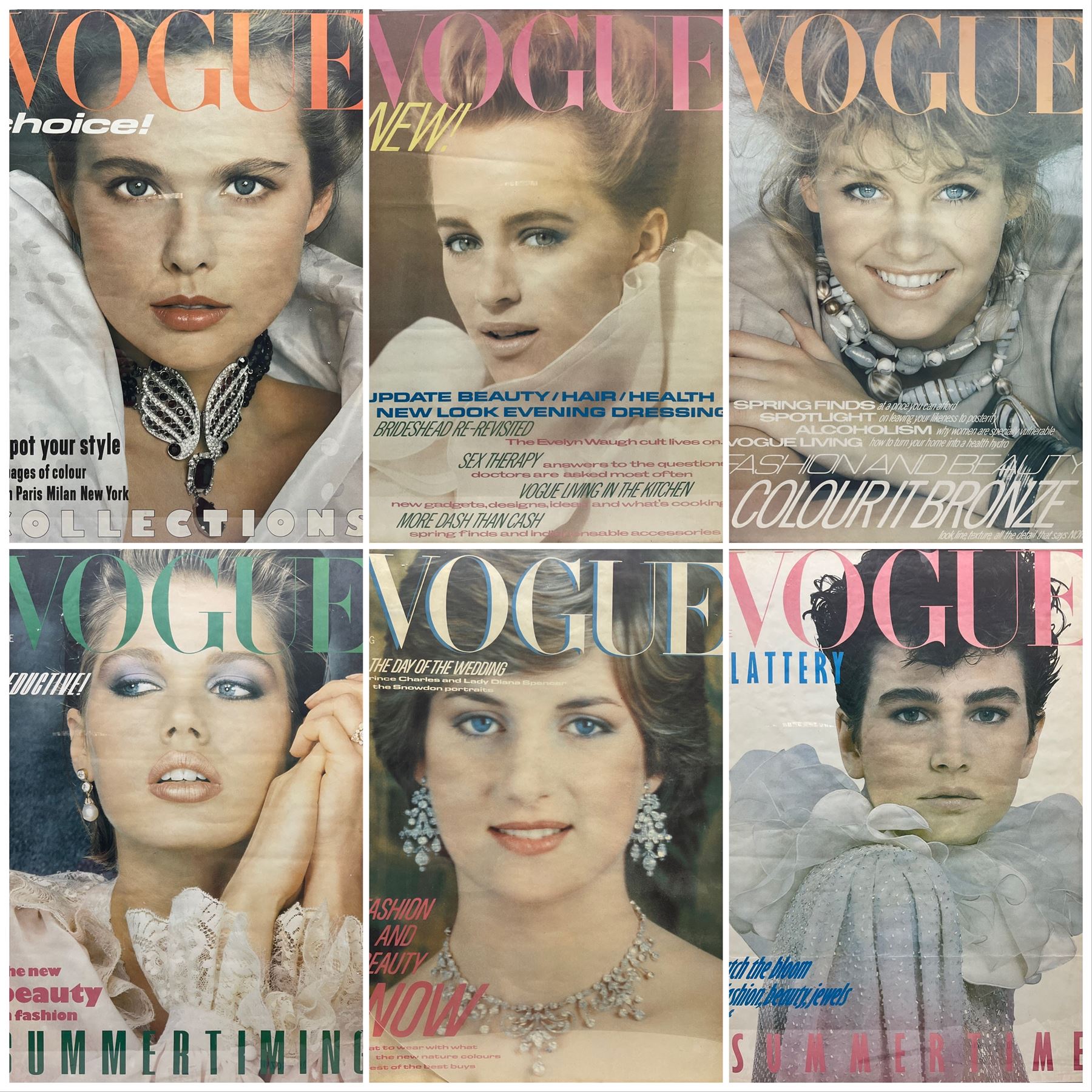 Vintage British Vogue Magazine Cover Posters from Feb