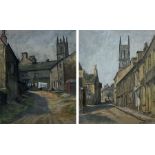 Jack Crosland (Northern British 20th century): 'Honley West Yorkshire' and 'Church Street Honley Wes