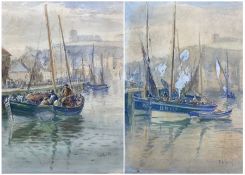 Thomas Calvering Alder (British c.1857-1931): Fishing Boats in Whitby Harbour