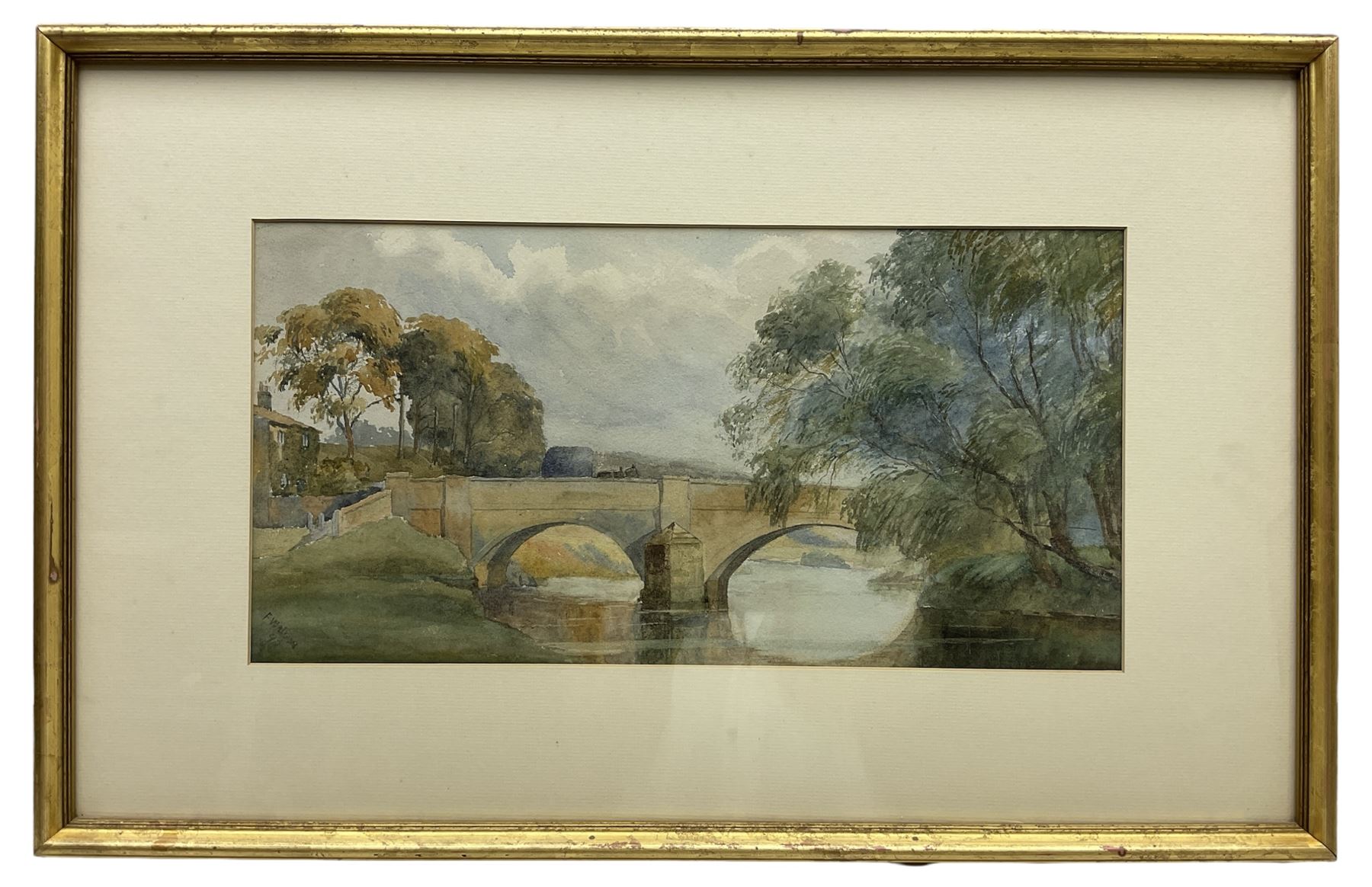 Frances Watson Sunderland (British 1866-1949): Bridge over the River Aire at Stockbridge - Image 2 of 2