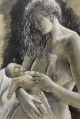 Anthony 'Tony' Tewfik (British 1955-): Nude Mother and Child Study