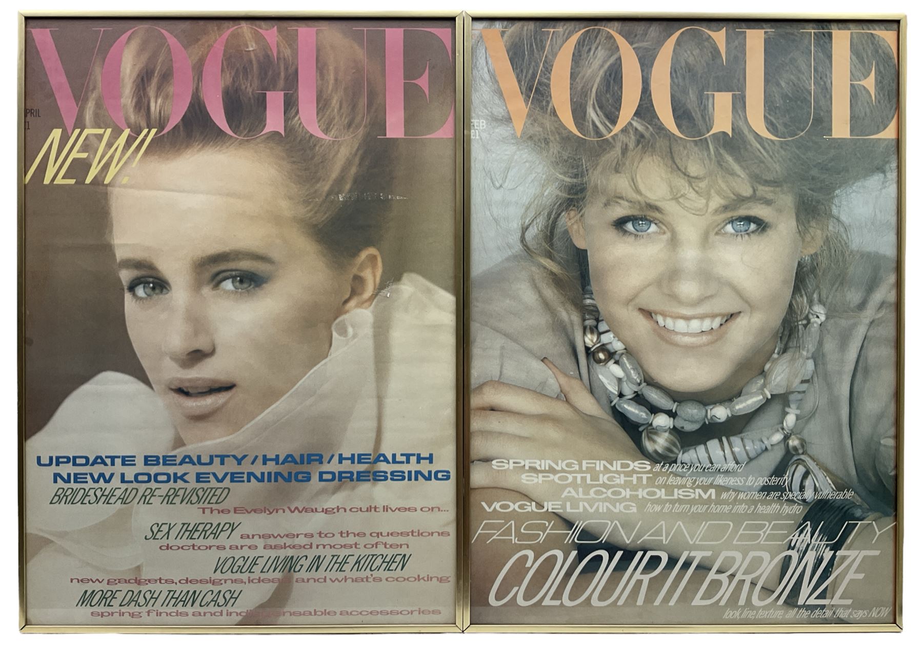 Vintage British Vogue Magazine Cover Posters from Feb - Image 2 of 4