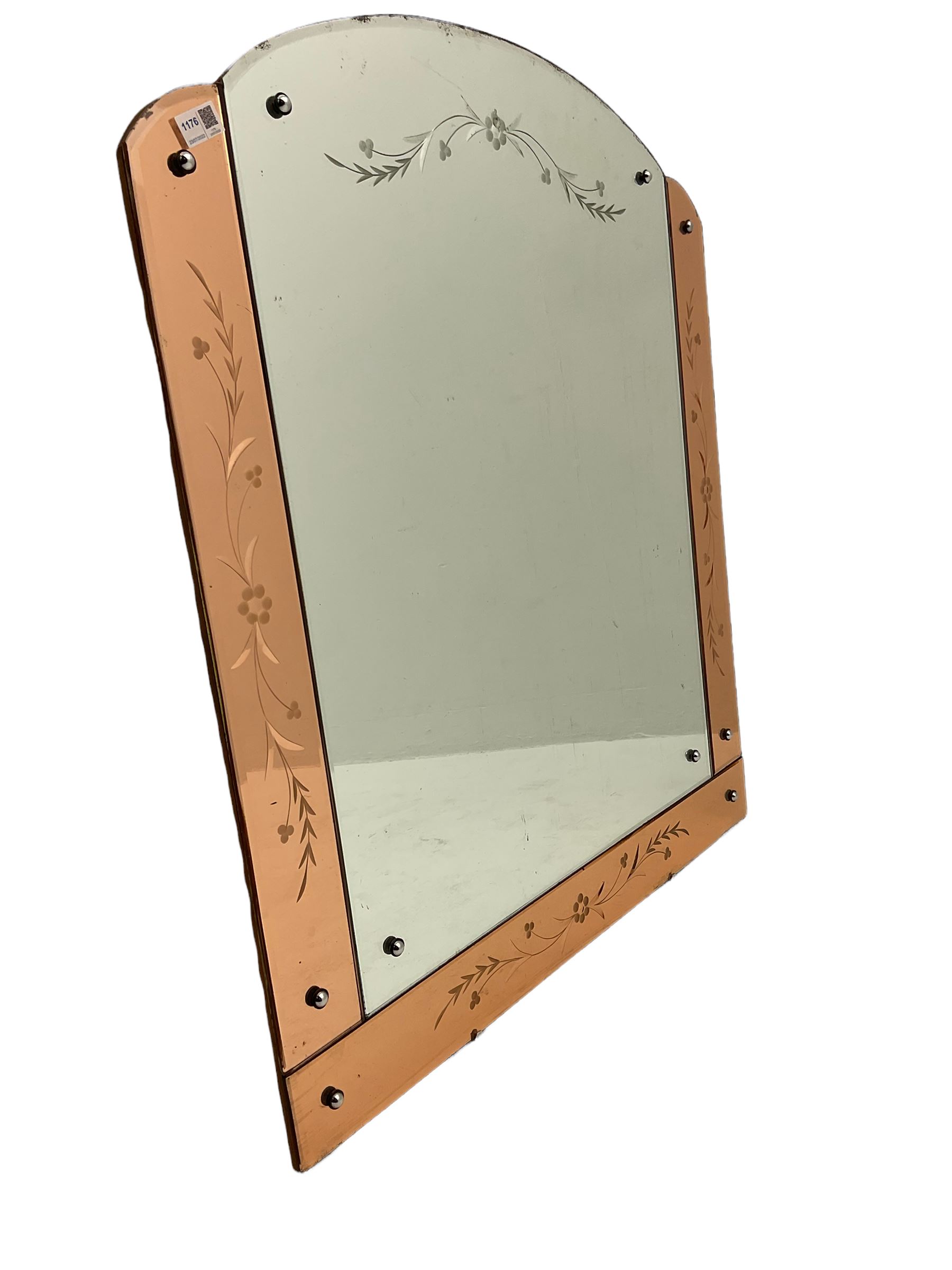 Art Deco style frameless wall mirror