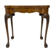 20th century figured walnut card table