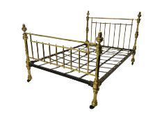 Late 19th century brass and iron 4' 6� double bedstead