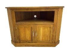 Solid oak corner television stand