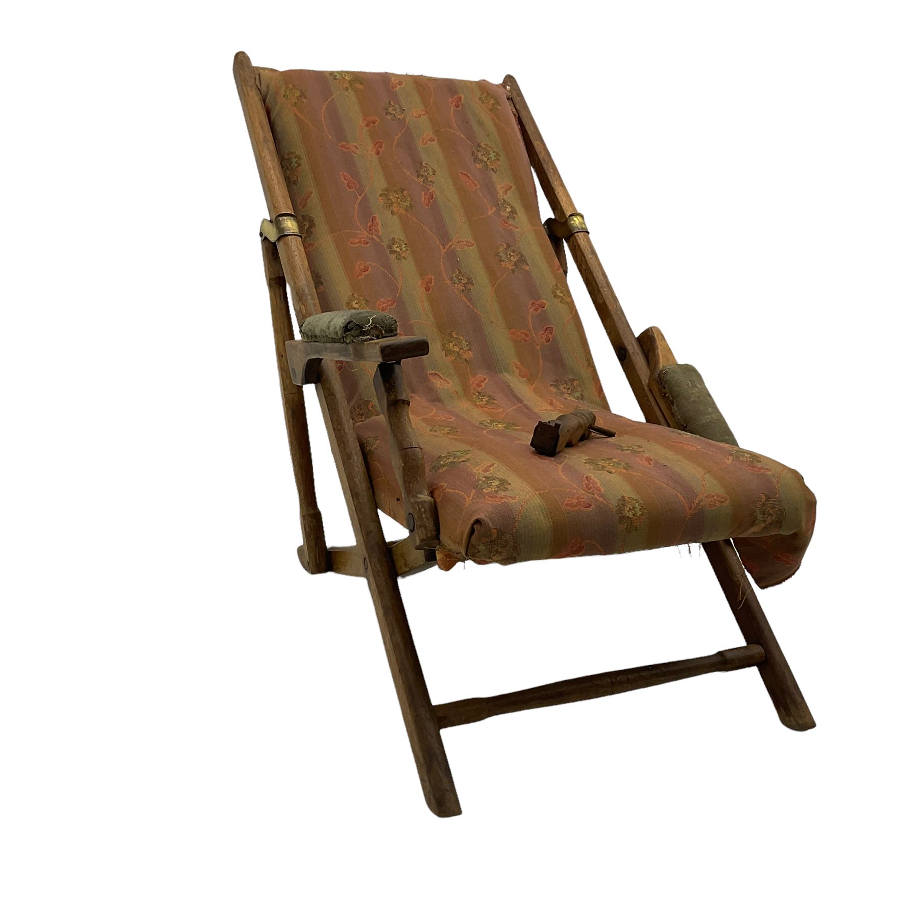 19th century teak campaign steamer or garden chair - Image 4 of 5