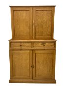 Early to mid-20th century light oak secretaire office cabinet