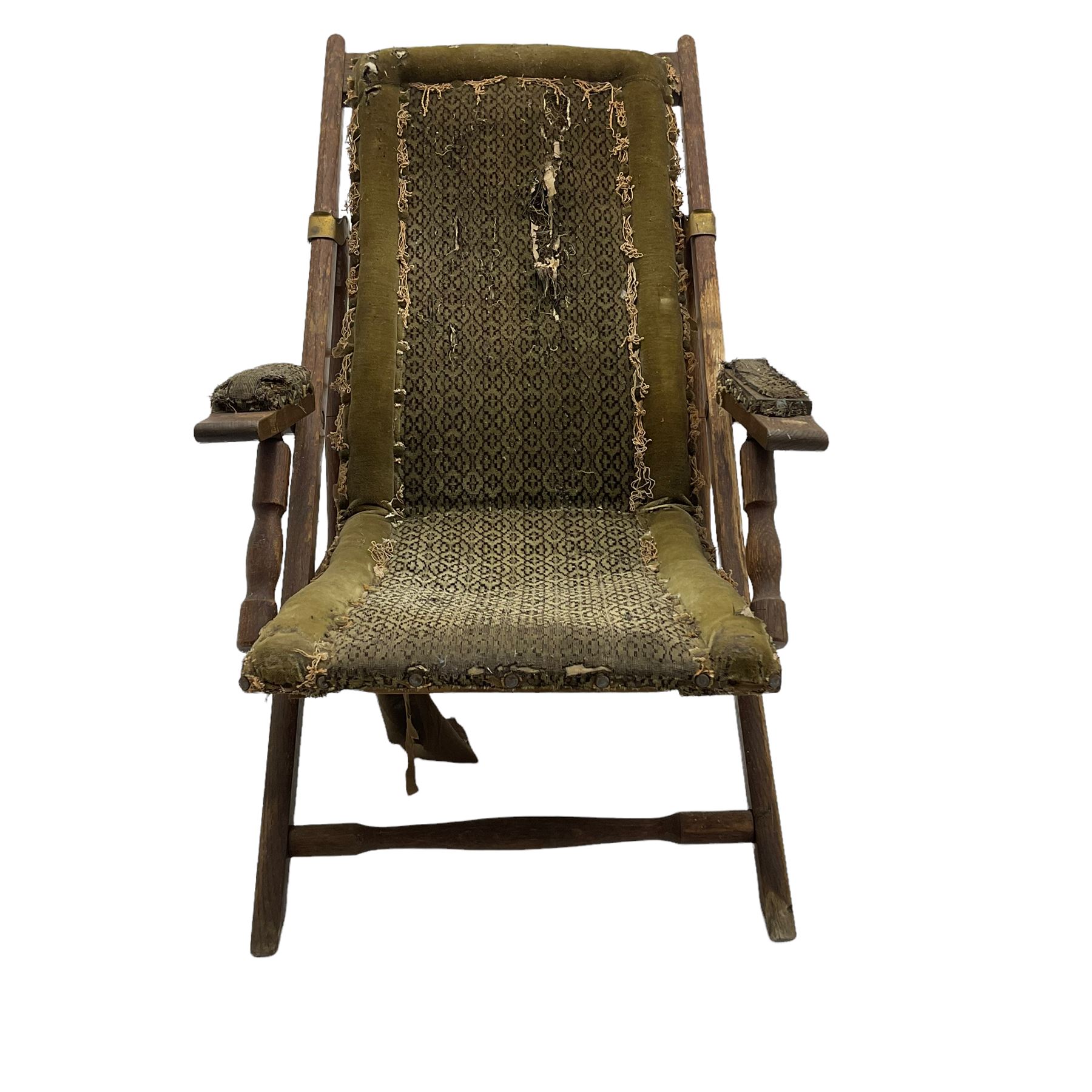 19th century oak campaign steamer or garden chair