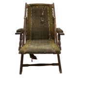 19th century oak campaign steamer or garden chair