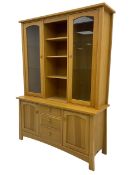 Light oak wall display cabinet