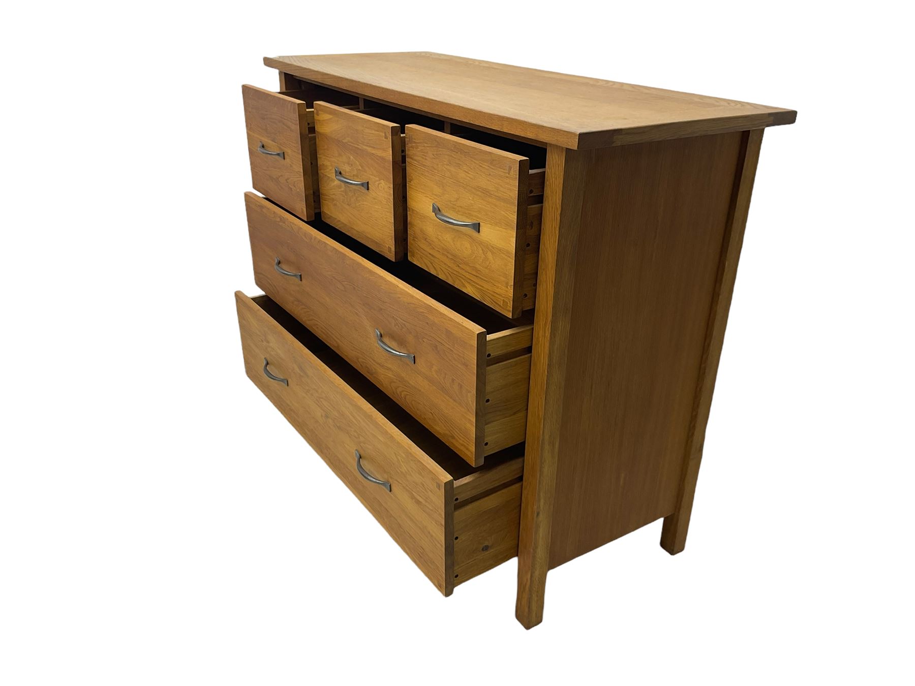 Light oak chest fitted with three small and two large drawers - Image 5 of 5