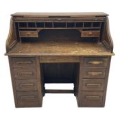 Early 20th century oak twin pedestal desk