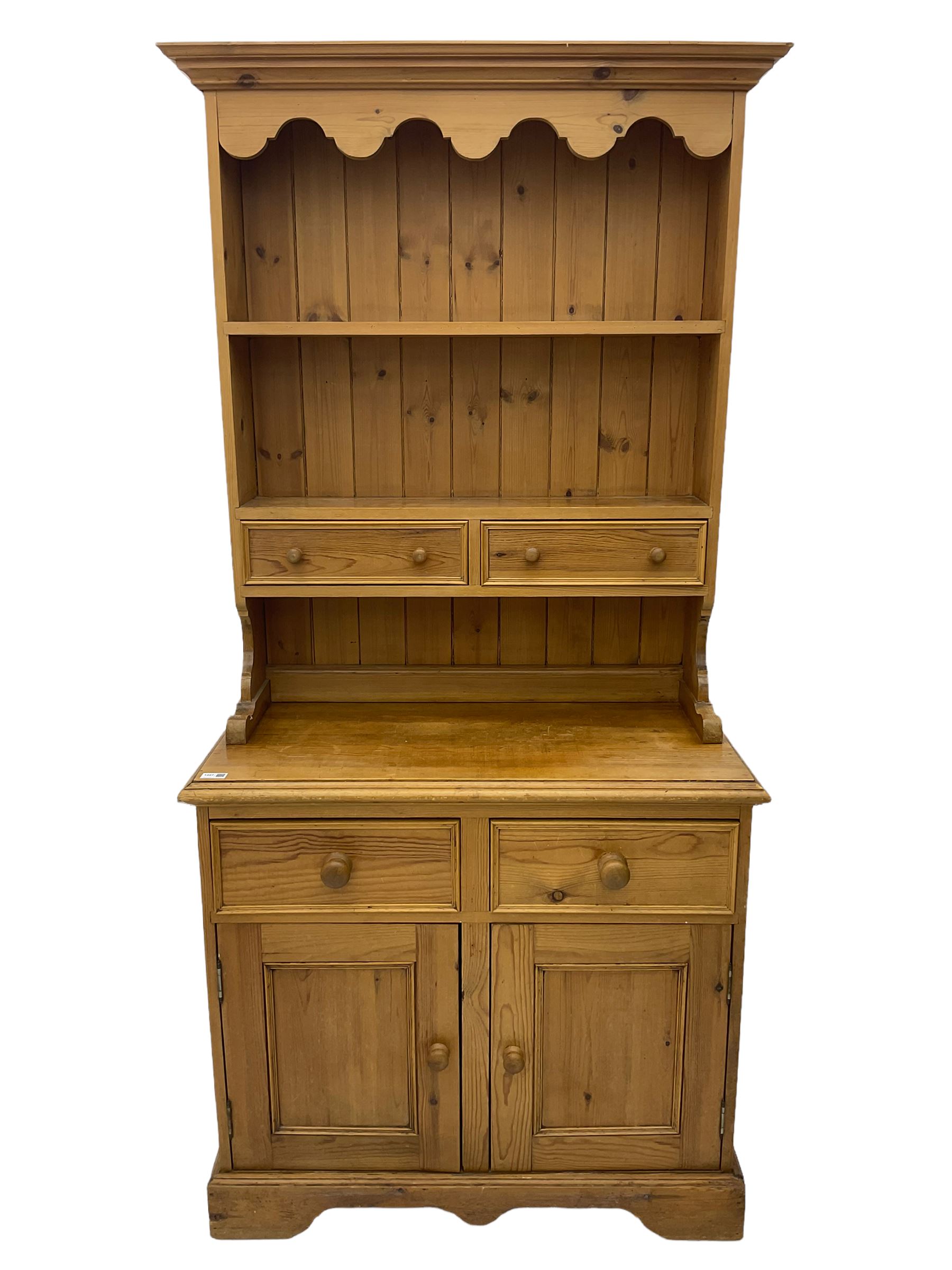 Traditional waxed pine dresser and rack - Image 2 of 6