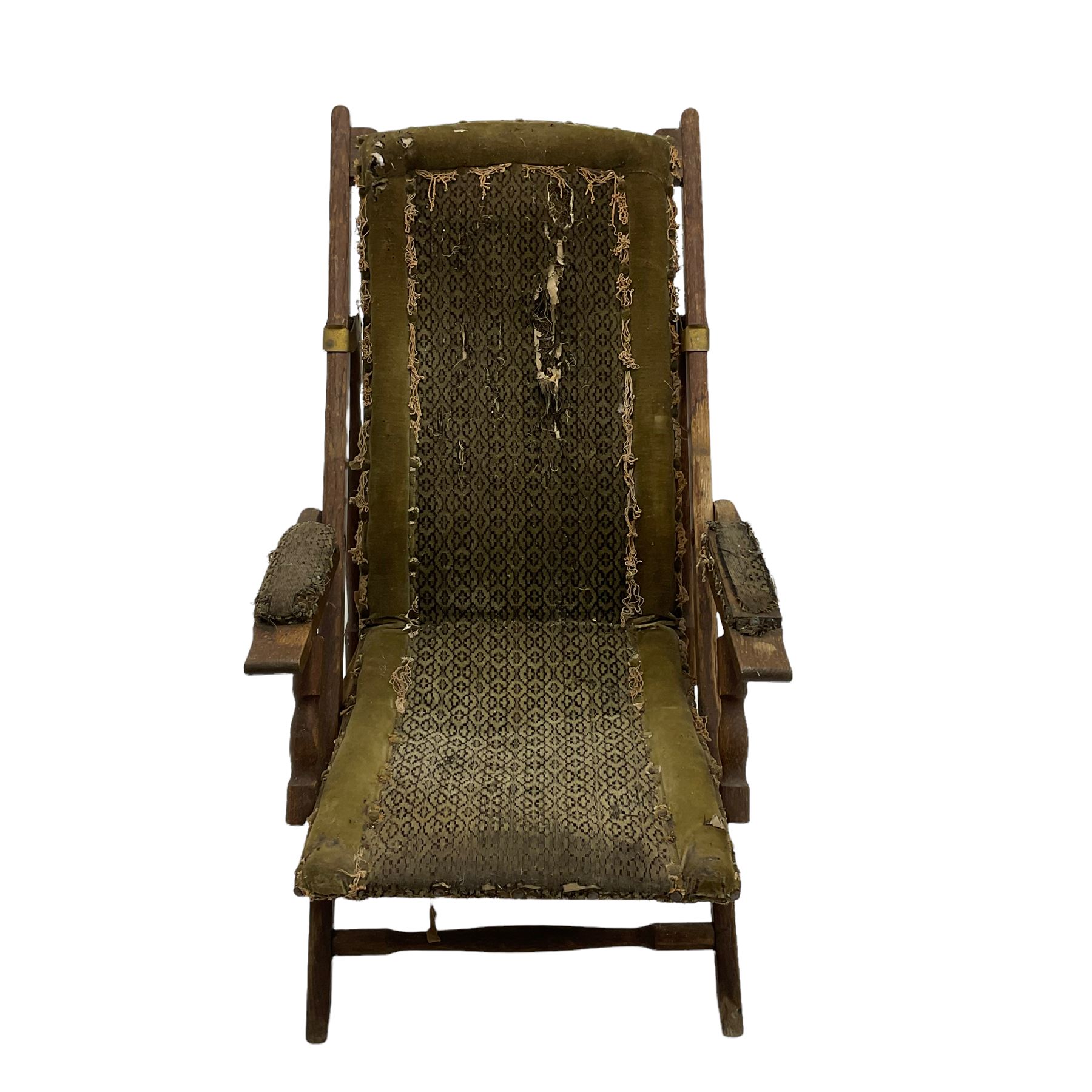 19th century oak campaign steamer or garden chair - Image 5 of 5