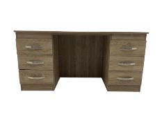 Oak finish twin pedestal desk/dressing table