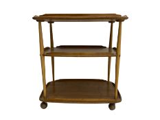 Ercol - light elm thee tier tea trolley