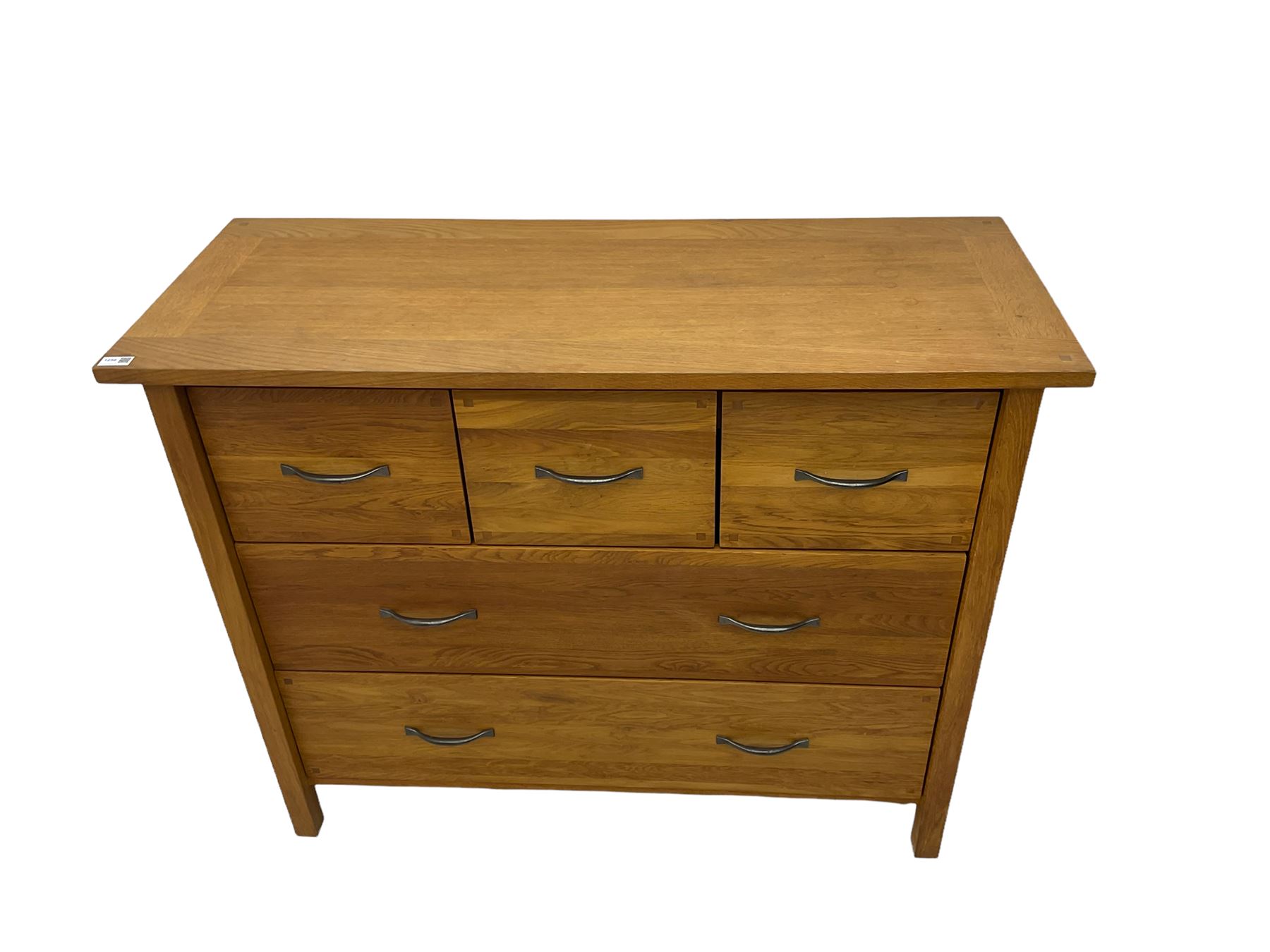 Light oak chest fitted with three small and two large drawers - Image 4 of 5