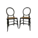Pair Victorian balloon back bedroom chairs