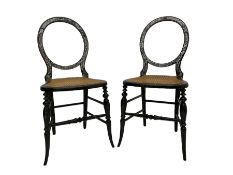 Pair Victorian balloon back bedroom chairs