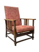 Early 20th century oak reclining armchair