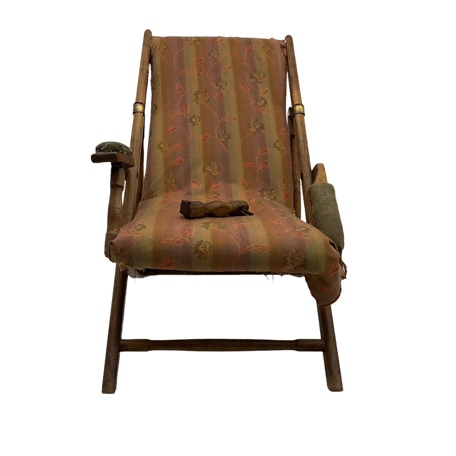 19th century teak campaign steamer or garden chair - Image 2 of 5