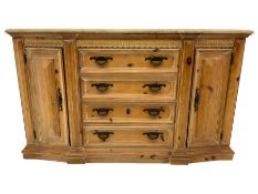 Pine break-front side cabinet