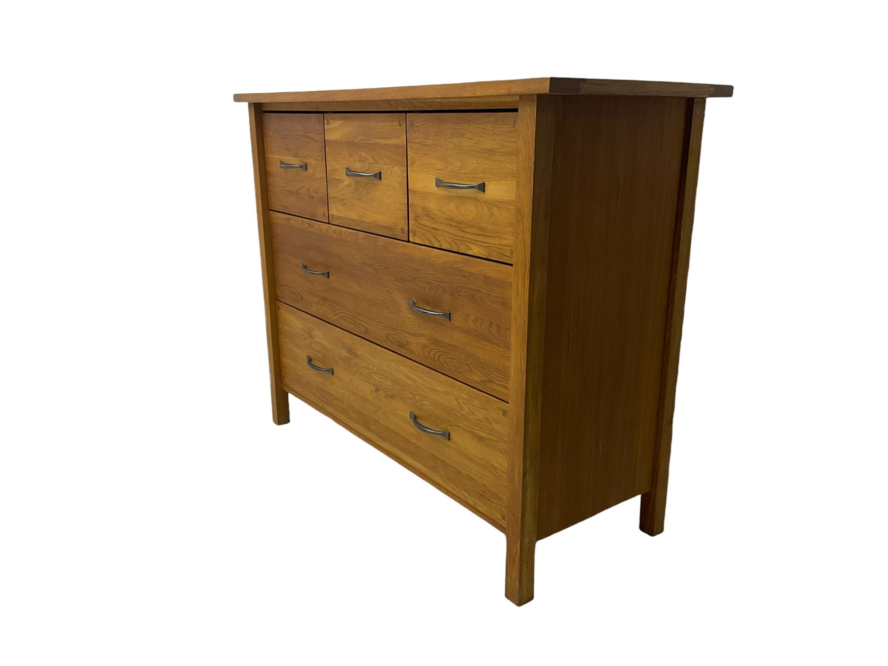 Light oak chest fitted with three small and two large drawers - Image 2 of 5